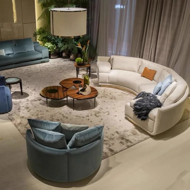 Contemporary Modern Design Curved Velvet Sofa Luxury Living Room ...