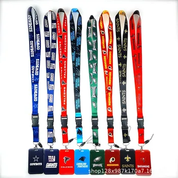 Factory Direct Sale ! New Arrival High Quality Nfl 32 Football Team Keychain Polyester Lanyard With Id Card Hoder