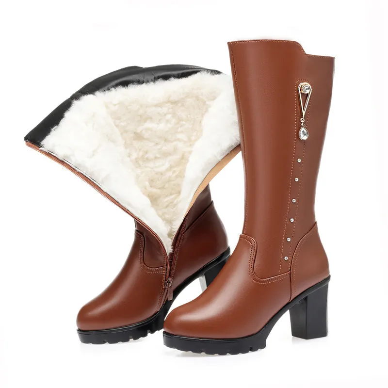Zapatos De Invierno Para Mujer,Botas Largas De Lana Cálidas E  Impermeables,De Cuero Genuino,Para Nieve - Buy Botas De Montar,Botas De  Nieve,Invierno De Las Mujeres Zapatos Product on Alibaba.com