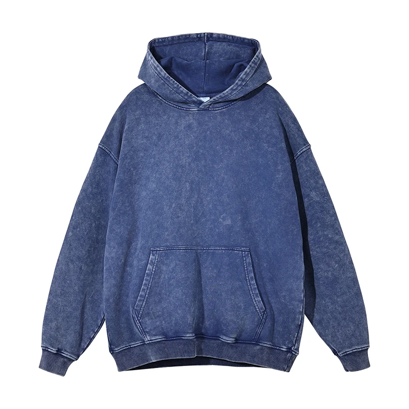 Custom High Quality Blank Vintage Washed Sublimation 100% Cotton Hoodies  Wholesale Oversized Acid Wash Hoodie Men
