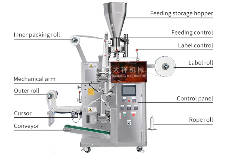 DCK-18 Automatic With Rope And Label Inner And Outer Dip Coffee Tea Bag Packing Machine details