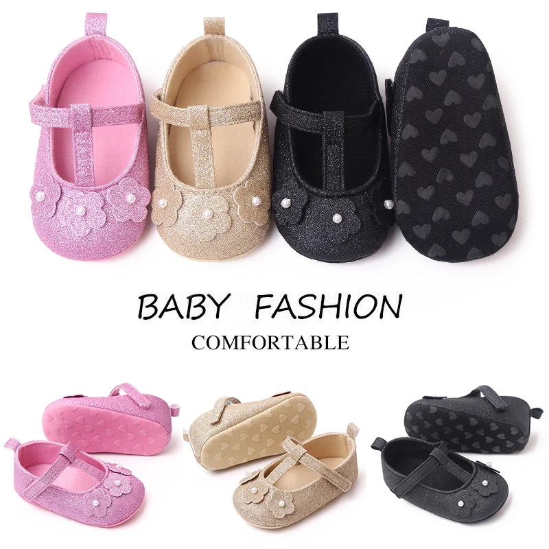 Beautiful Bling Glitter Material Fancy Baby Girl Shoes Newborn Infant Shoes for Girls factory
