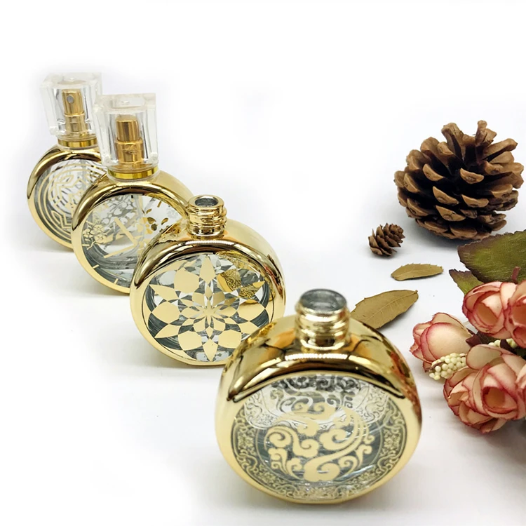 Gold Empty Custom Perfume Bottle Atomizer Oud Attar Perfume Spray Glass Bottle Saudi Arabia