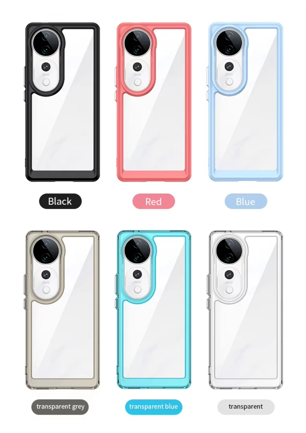 product laudtec clear back phone case for vivo s19 pro simple business shockproof sofe cover colorful transparent for vivo v40 5g sjk992-32