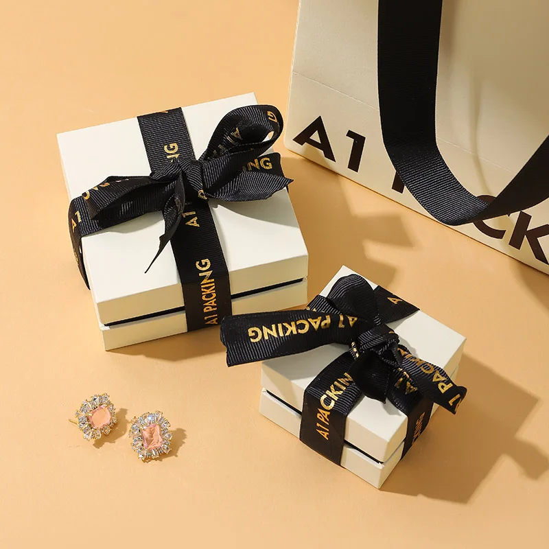 A1 Customized Square Lid and Base Box with Buckle Closure Printed Jewelry Box Necklace Handmade Packaging Paper Bag factory