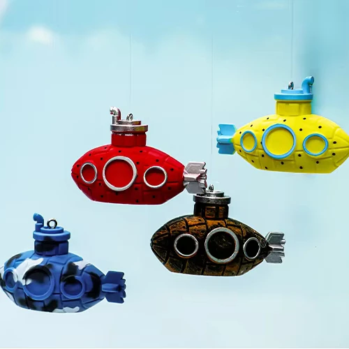4 Colors Small Mini PVC Plastic Floating Submarine Ready to Ship Colorful Floating Decoration for Aquarium Fish Tank Accessories