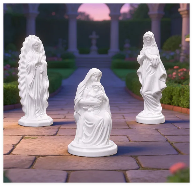 3D Realistic White Virgin Mary Statue Praying Sculpture Christmas fairy Figurine Miniature Garden Baby Angel Figurines Wholesale