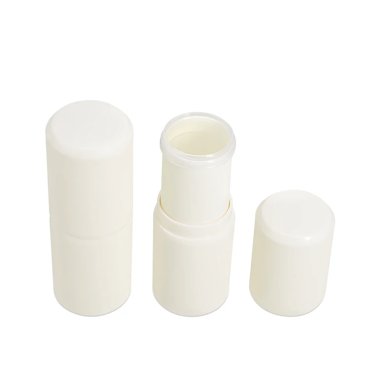 TB82 White Empty Round Blusher Stick Refillable ABS Plastic Lip Balm Tube Container Twist up Deodorant Stick Tubes 15gram