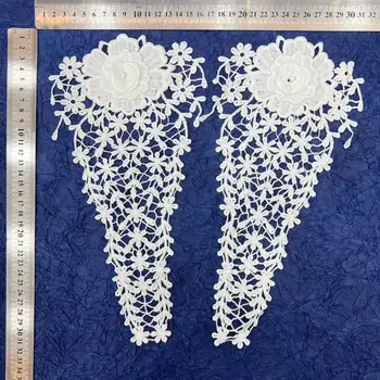 Garment Accessories Embroidered 3D flower polyester  symmetrical lace for shoulder sleeves