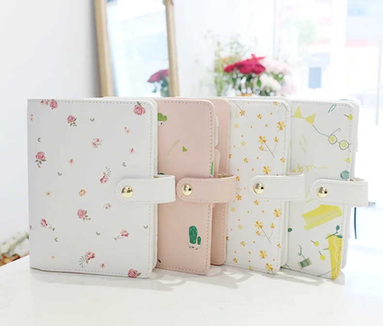 Custom Logo Printing A6 Size 6 Rings Binder Notebooks Cover Agenda Journal Diary Mini Cute Notebook