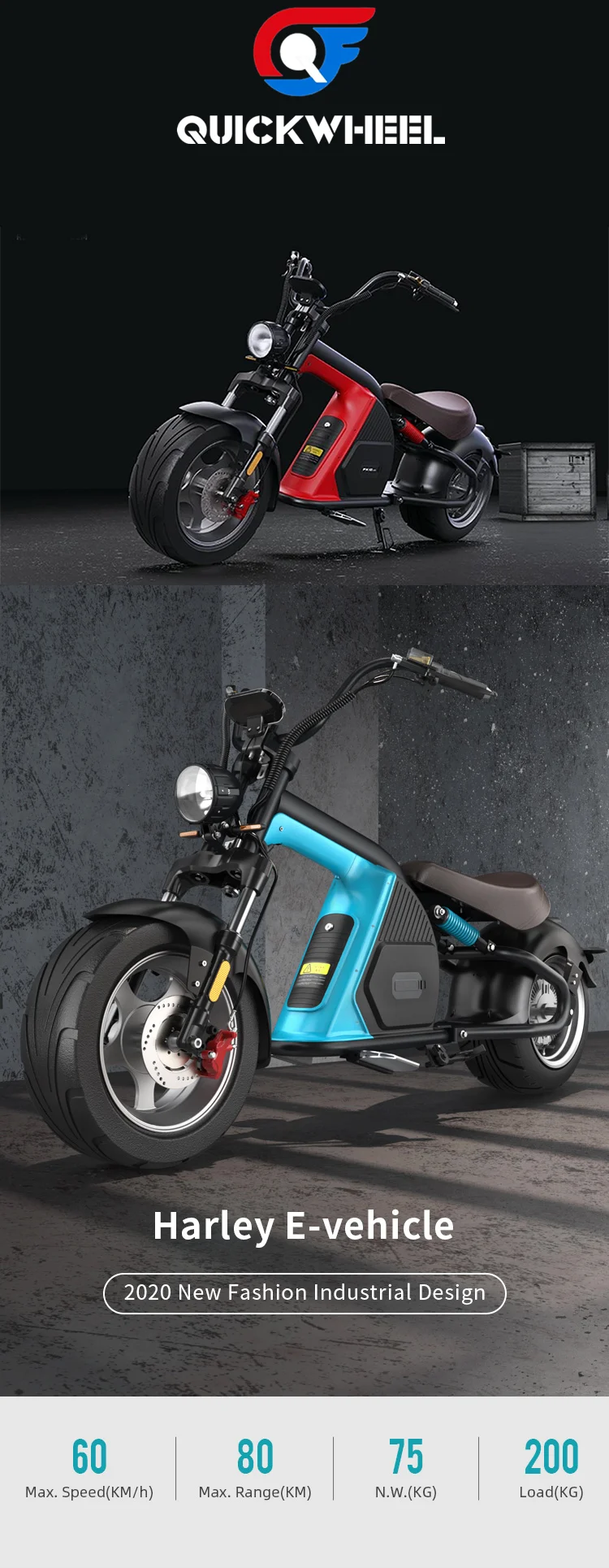 Moto Electrique Electric Harleys Citycoco Motos Electrica 2000W Electric Chopper Motorcycle Scooter European Warehouse