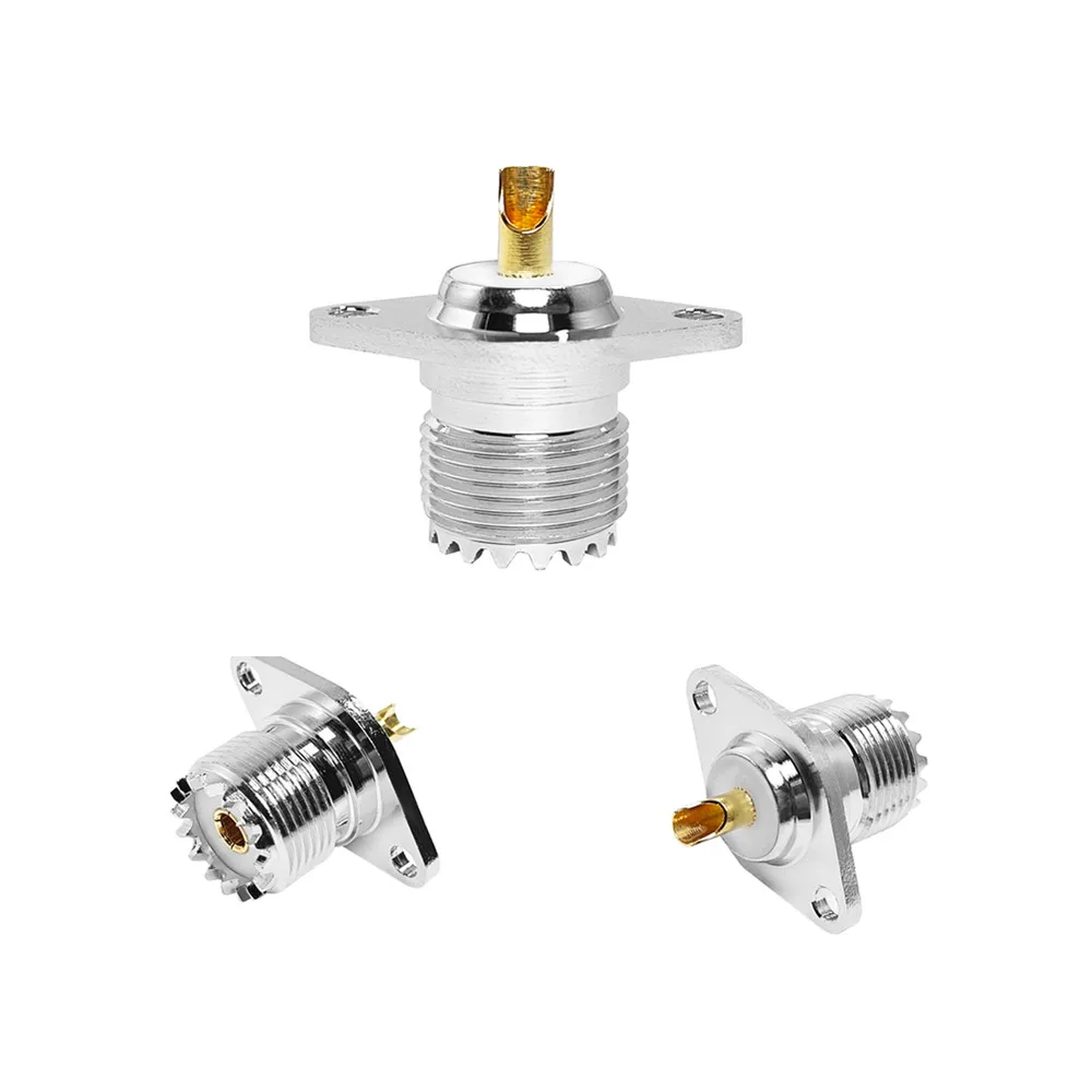 Connecteur RF UHF SO239 femelle, type douille, bride à deux trous, soudure