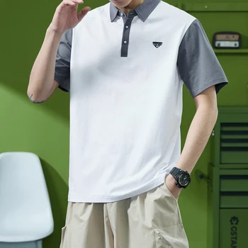 Polo t shirt in White Men's logo polo t shirt with soft 100% cotton Golf Short Sleeve men polo t-shirt