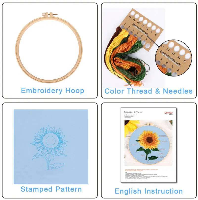 Embroidery Starter Kit with Pattern and Instructions Cross Stitch Set handmade sewing embroidery kit artwork