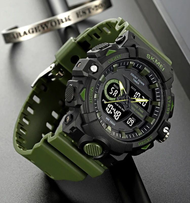 Skmei 2225 Classic Countdown Timer Waterproof Cold Light Led Sport Watch Analog Digital Plastic Watches