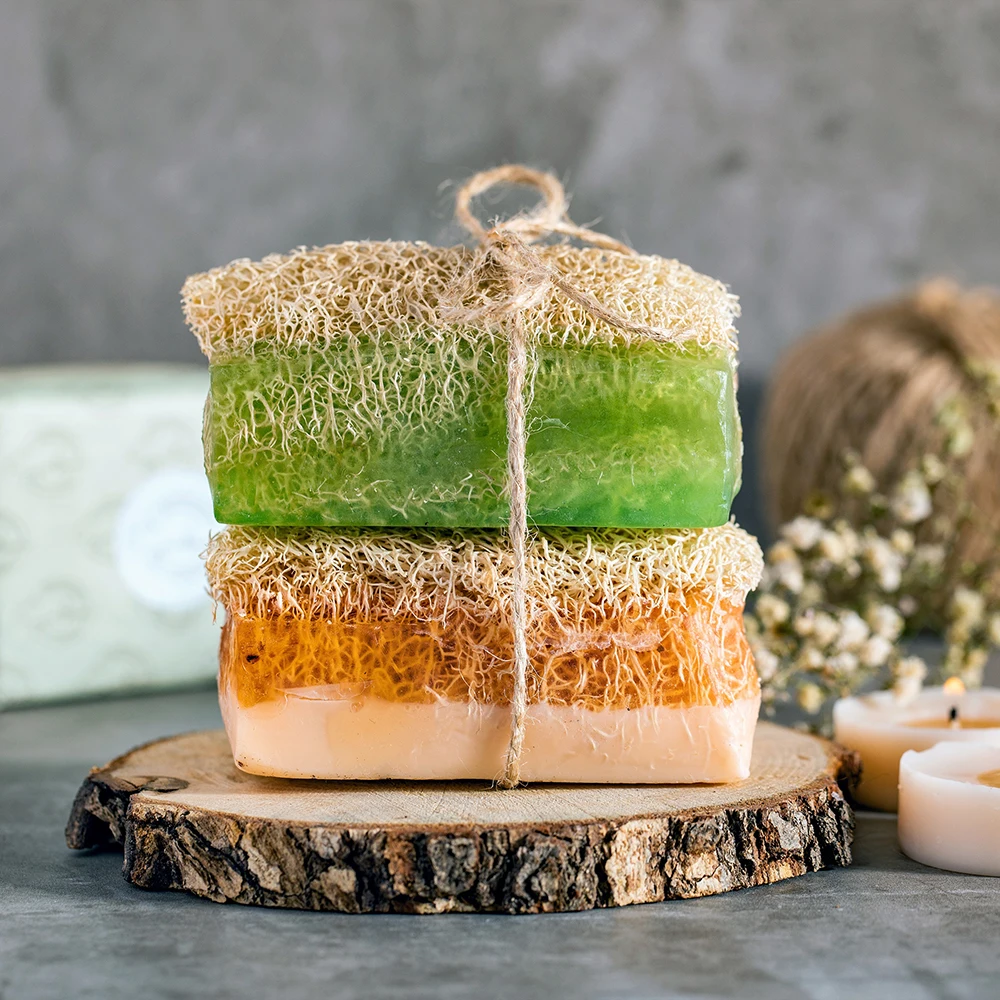 Ecofriendly Bath Scrubber Exfoliating Loofah Bar Soap With Inside