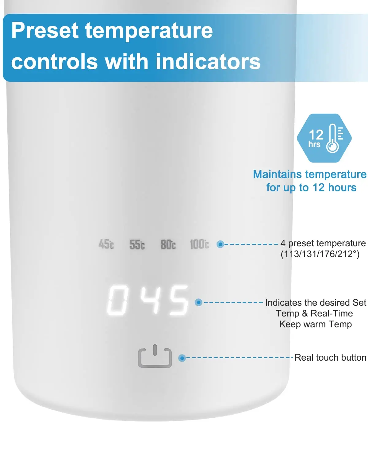 Mini Electric Tea Kettle Temperature Control Portable Cup Travel