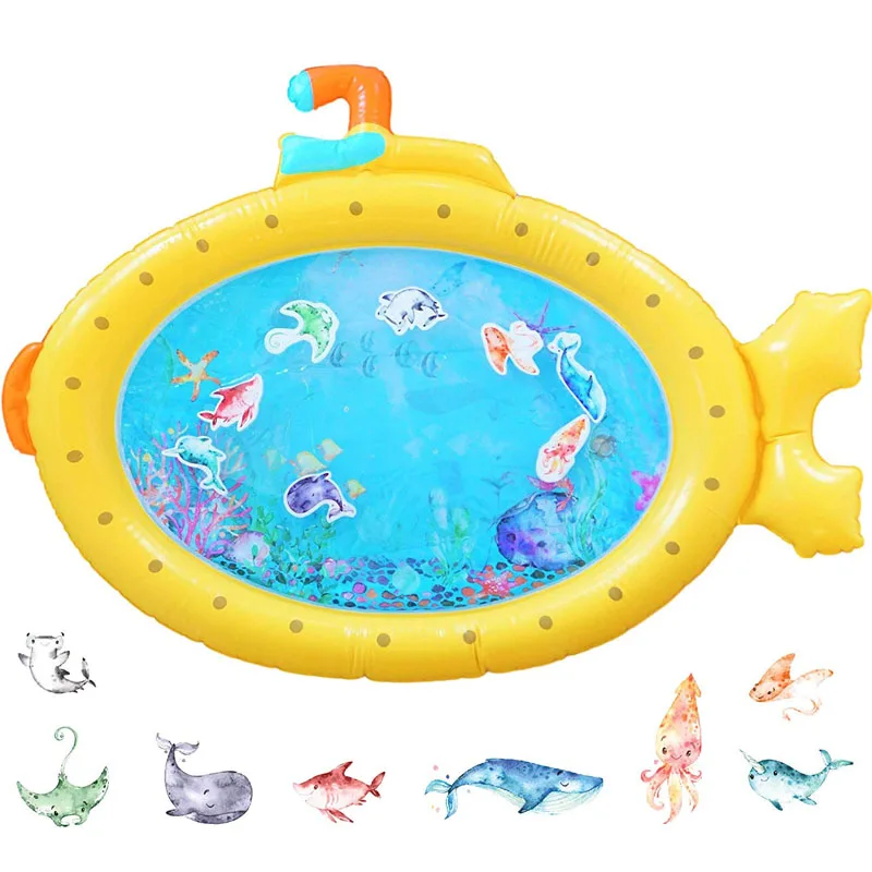 Ruspela Tapis de jeu pour bébé avec eau gonflable pour le ventre et la vie marine