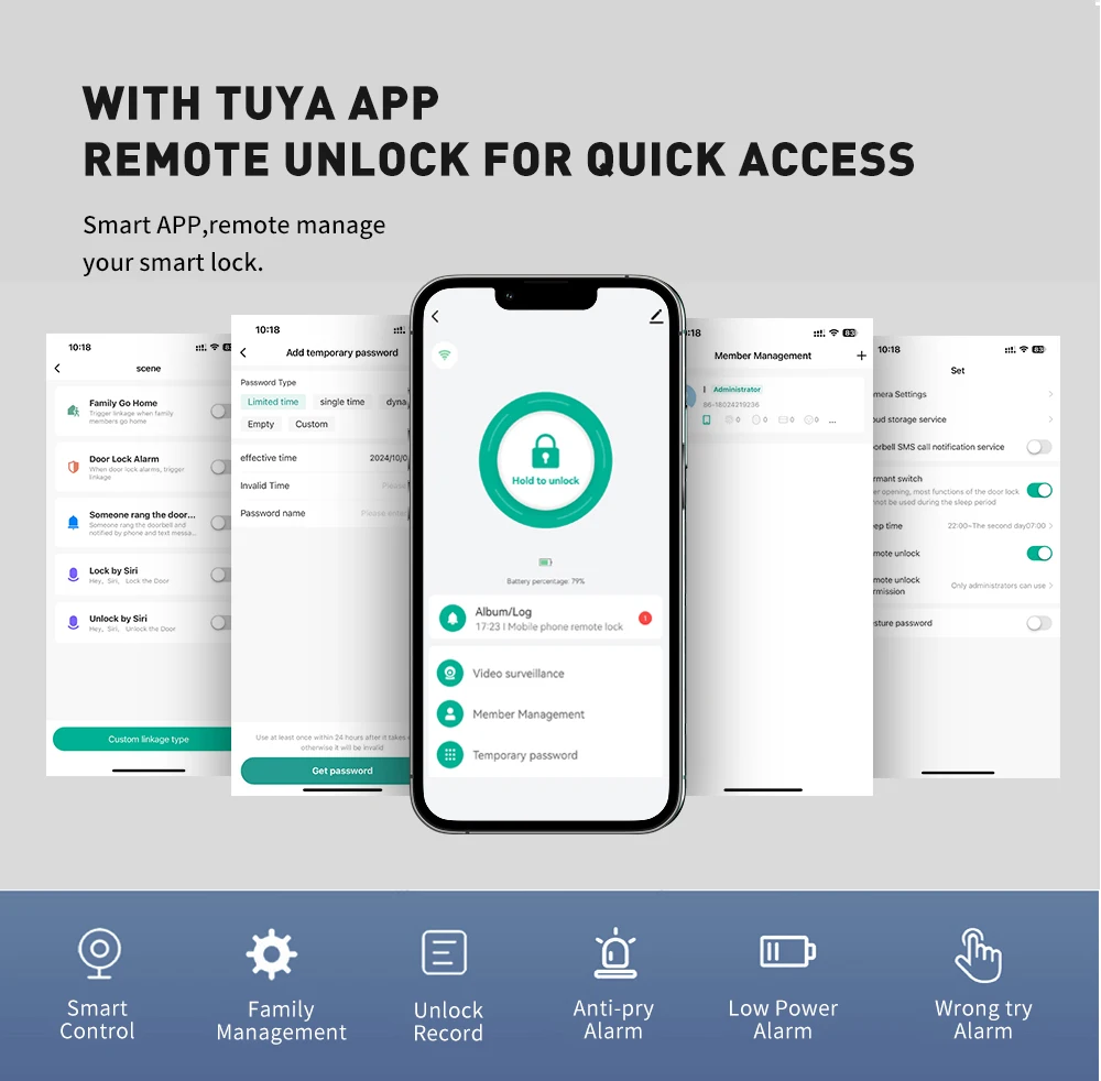 Waterproof Tuya smart lock with camera smart lock door matter