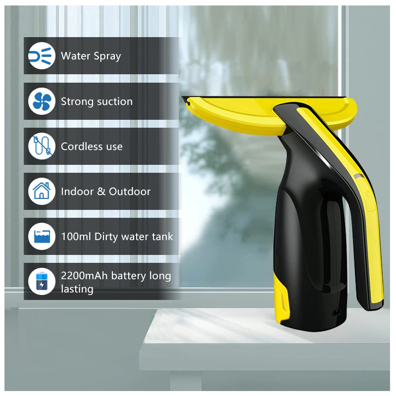 Simple Wireless Rechargeable Glass Cleaning Tool Set Handheld Wiper Automatic Multifunctional Window Cleaner