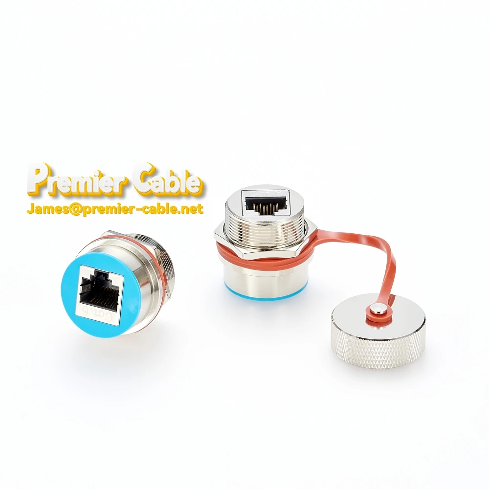 Waterproof RJ45 Connector Female to Female Adapter with Cap