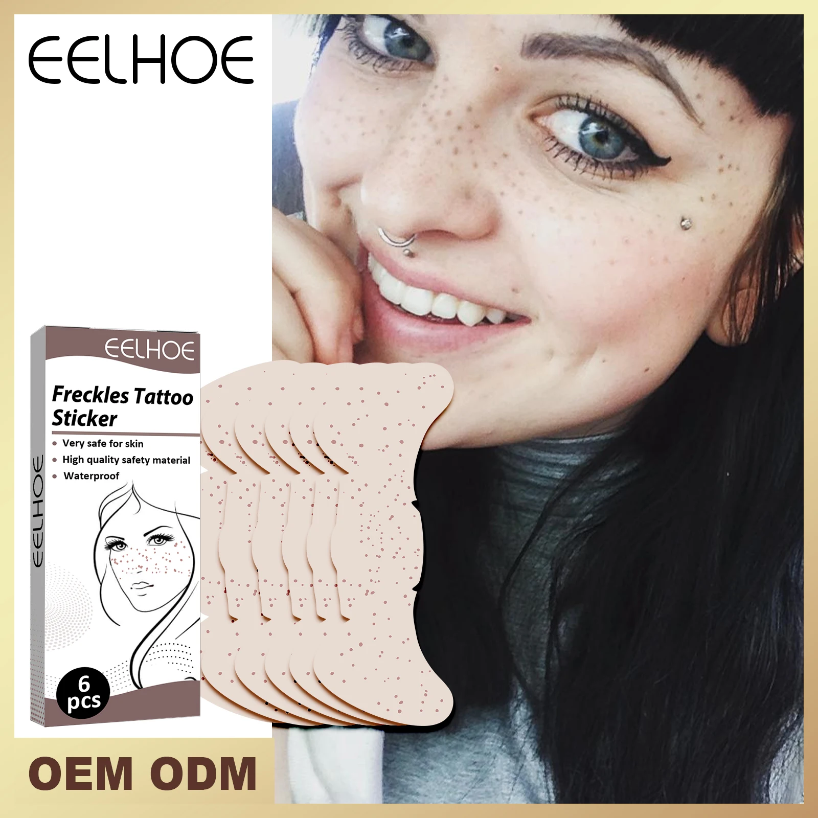 Eelhoe Custom Waterproof Freckles Temporary Tattoo Face Stickers Natural Looking Tattoos Freckle Patch K1