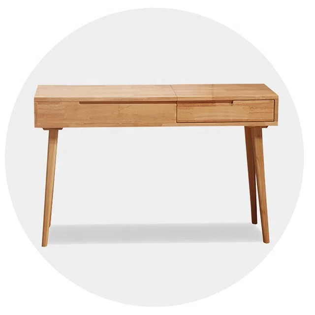 Solid Wood Vanity Table with Flip Top Mirror with 6 Organizers for Different Sized Accessories