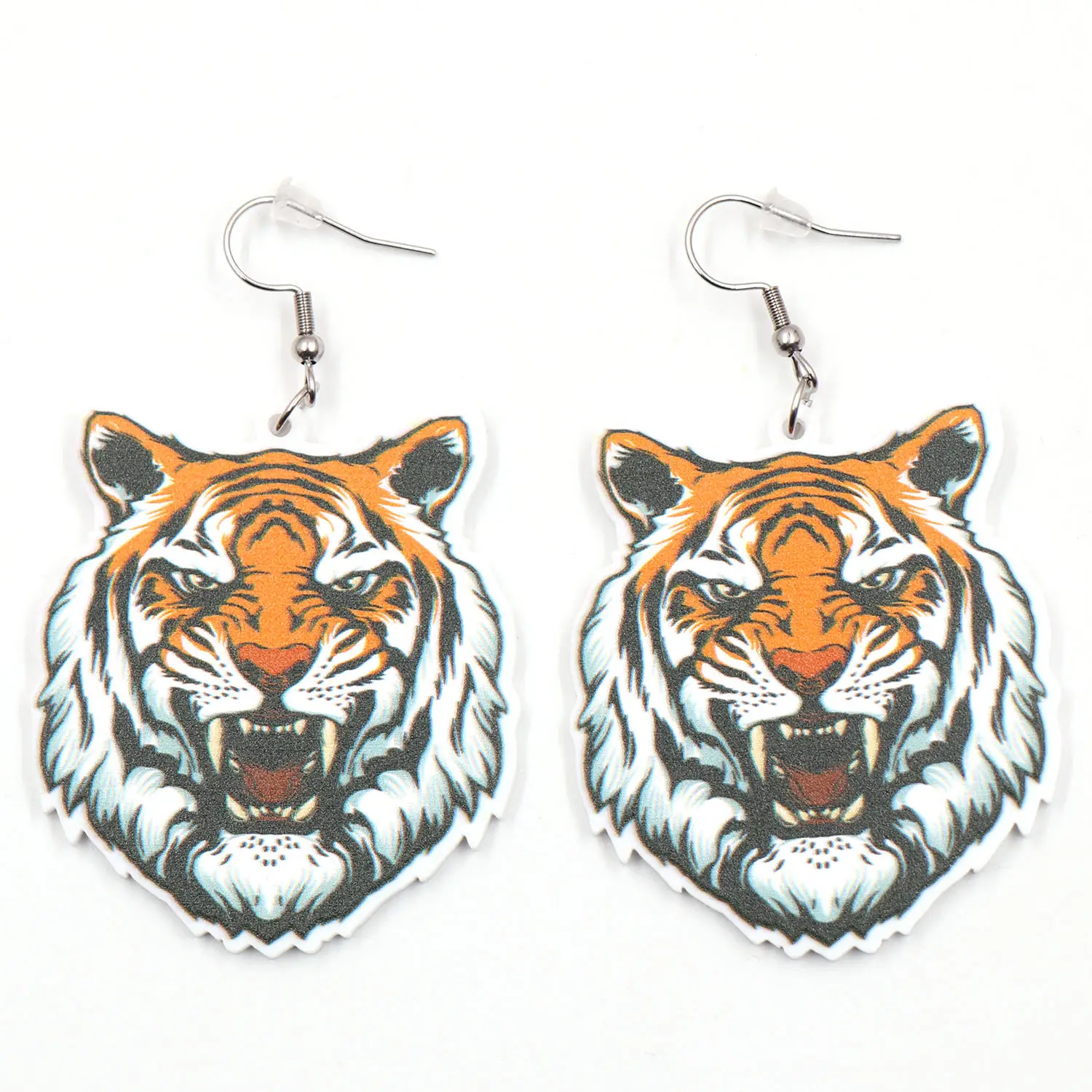 ERS872ER1749 New Arrival CN Drop Tiger TRENDY Acrylic Earrings 1pair Women Heart Pattern 316L Stainless Steel Religious Jewelry