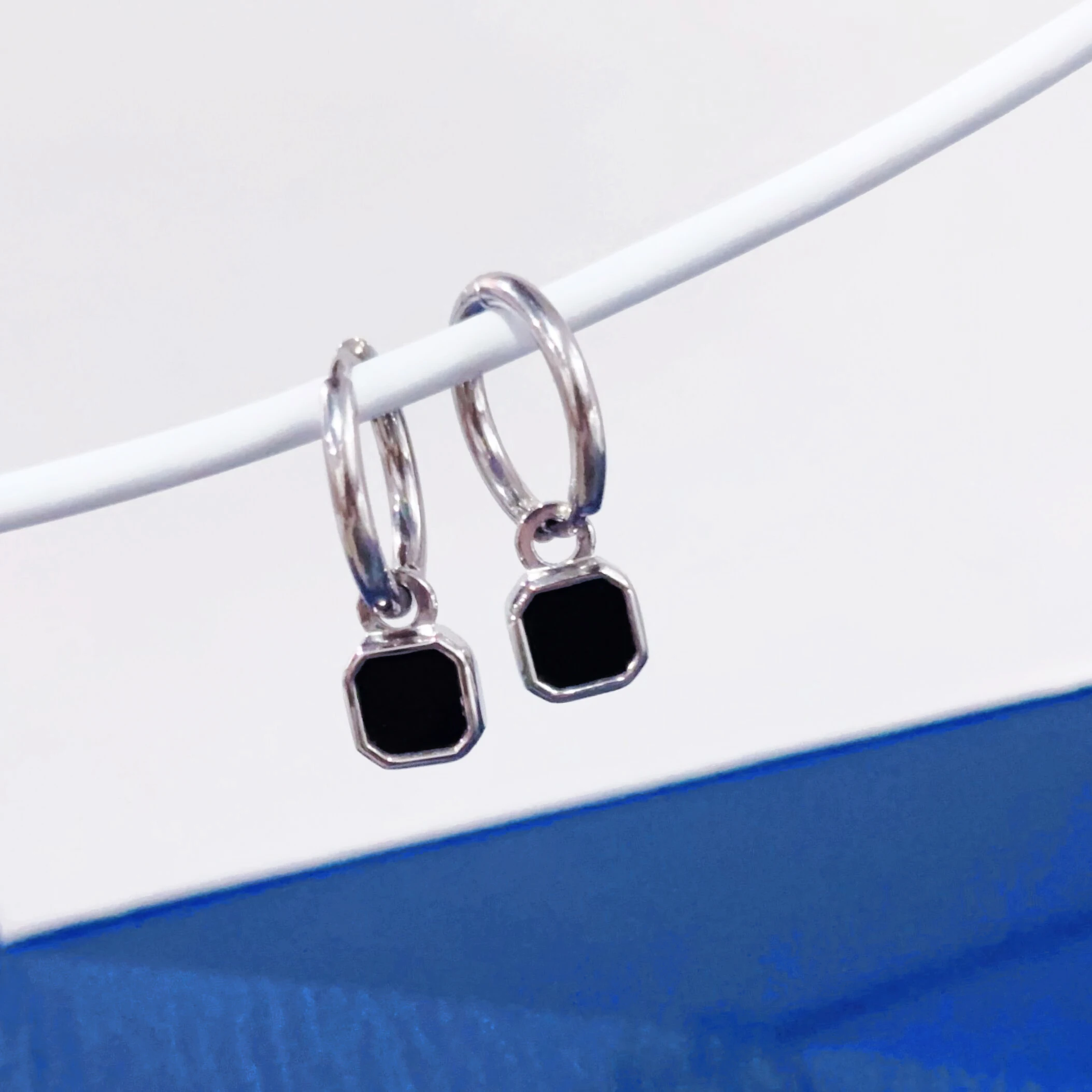 Black Onyx Drop Earrings In Sterling Silver - Foto 13