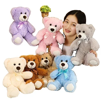 Wholesale Customize multi color teddy bear with bowknot plush toys peluche teddy bear stuffed for gift