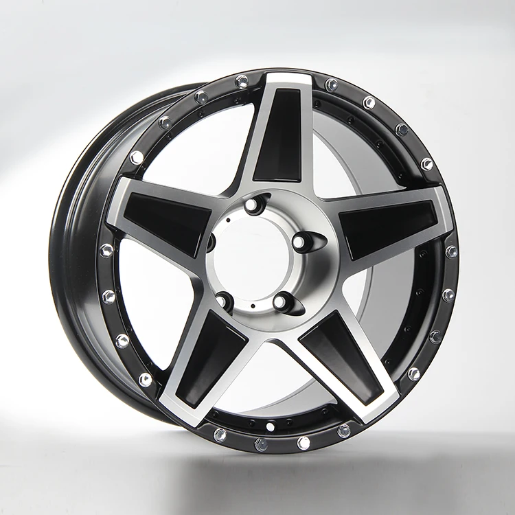 15/16/17/18インチ5スポークブラックマシンフェイス合金ホイール