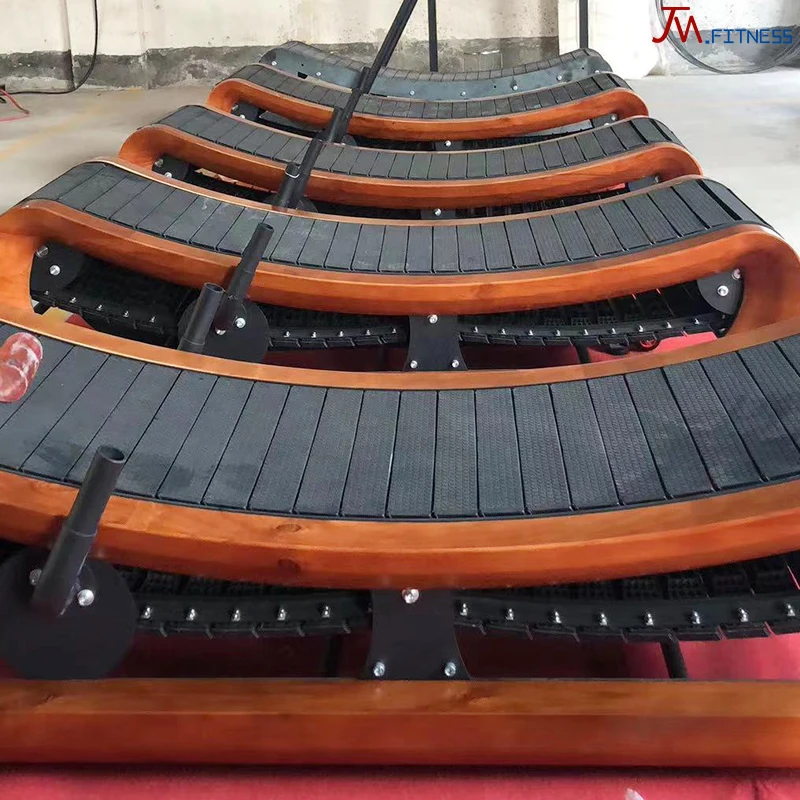 Stable Quality Non Motorized Wooden Curved Treadmill Non Electric Running  Machine Unpowered Wood Curve Treadmill