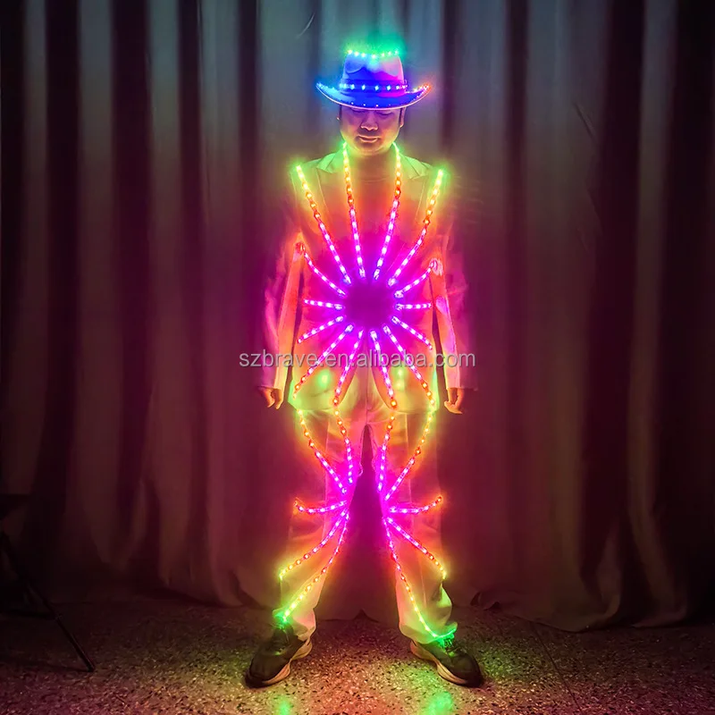 Stage Glowing Dance Performance Wear Color Changing Rave Costumes