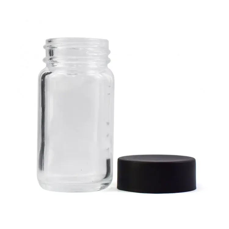 Child Proof Pre Roll Glass Jar With Black/white Plastic Lid,Clear Pre