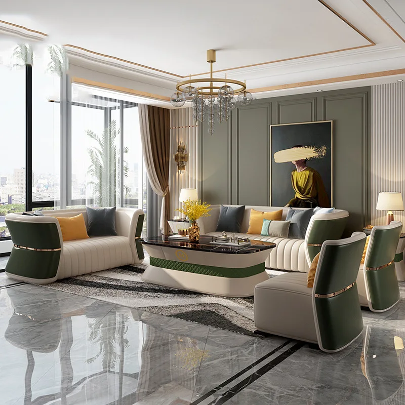 Luxury Italian Leather Sofa Set for Living Room - High End