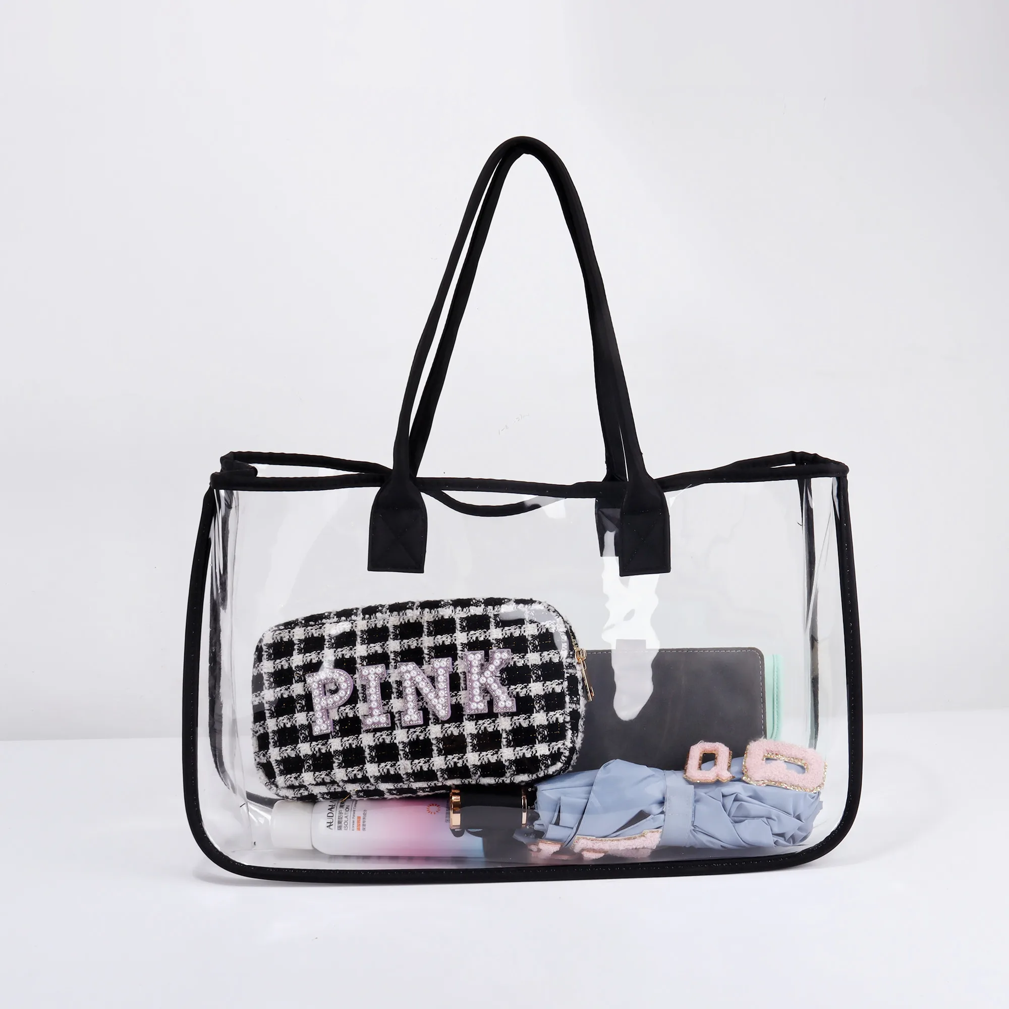 2 Pezzi Borsa Trasparente In PVC Da Donna – Tote Bag 30x30x15 Con Cerniera – Per Spiaggia, Shopping, Concerti E Scuola - 2