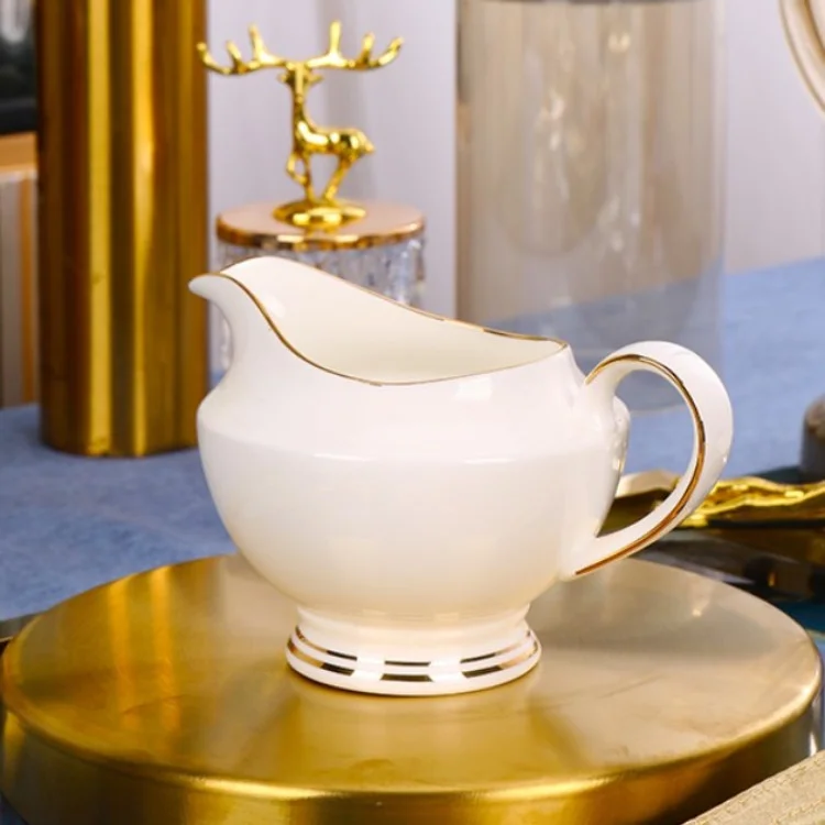 Luxury Golden Line Tea Pot Set Ceramic Porcelain Drinkware China Tea and Coffee Set factory