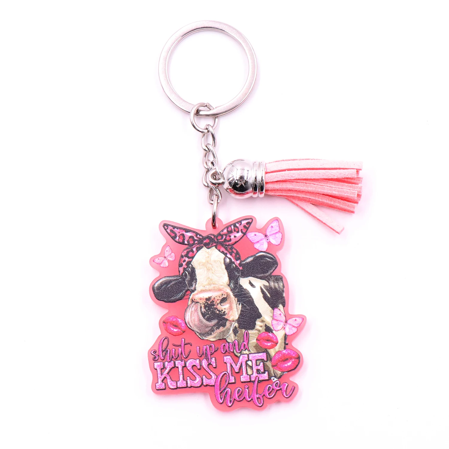 MD147KH1306 New Product Stainless Steel Shut Kiss Me Heifer TRENDY Valentine's Day Acrylic Keychain Gift Keychain