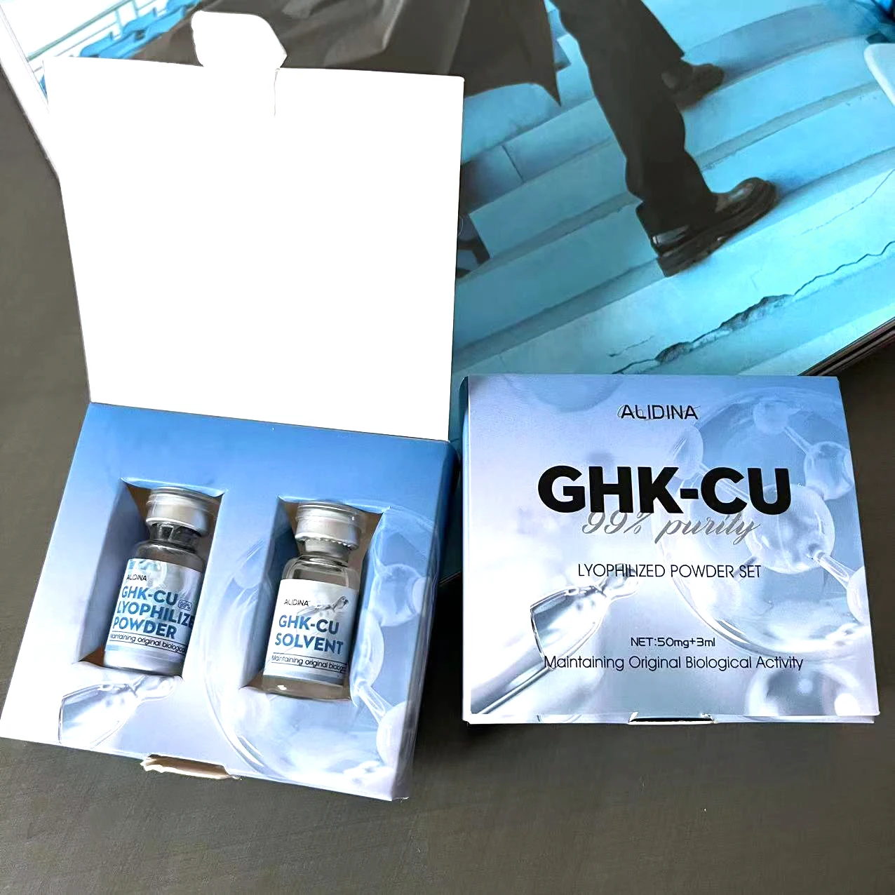ghk-cu peptide injection blue Private Label Custom Logo De-wrinkle Face Firming Copper Face Serum Copper Peptide Repair Powder D Dispensers ANAiRUi Copper Peptides Serum Quantity:10