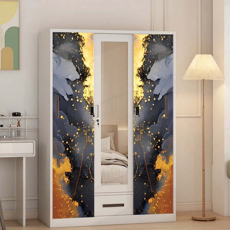 Customizable Steel Wardrobe with Mirror and Drawer Sliding Door Closet