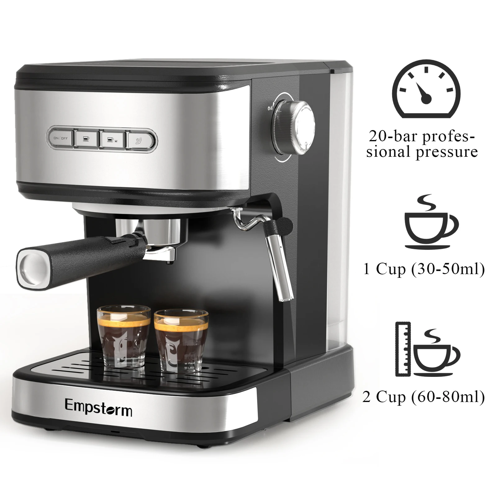 Empstorm Espresso Maker - 20 Bar, 3 in 1 Coffee Machine