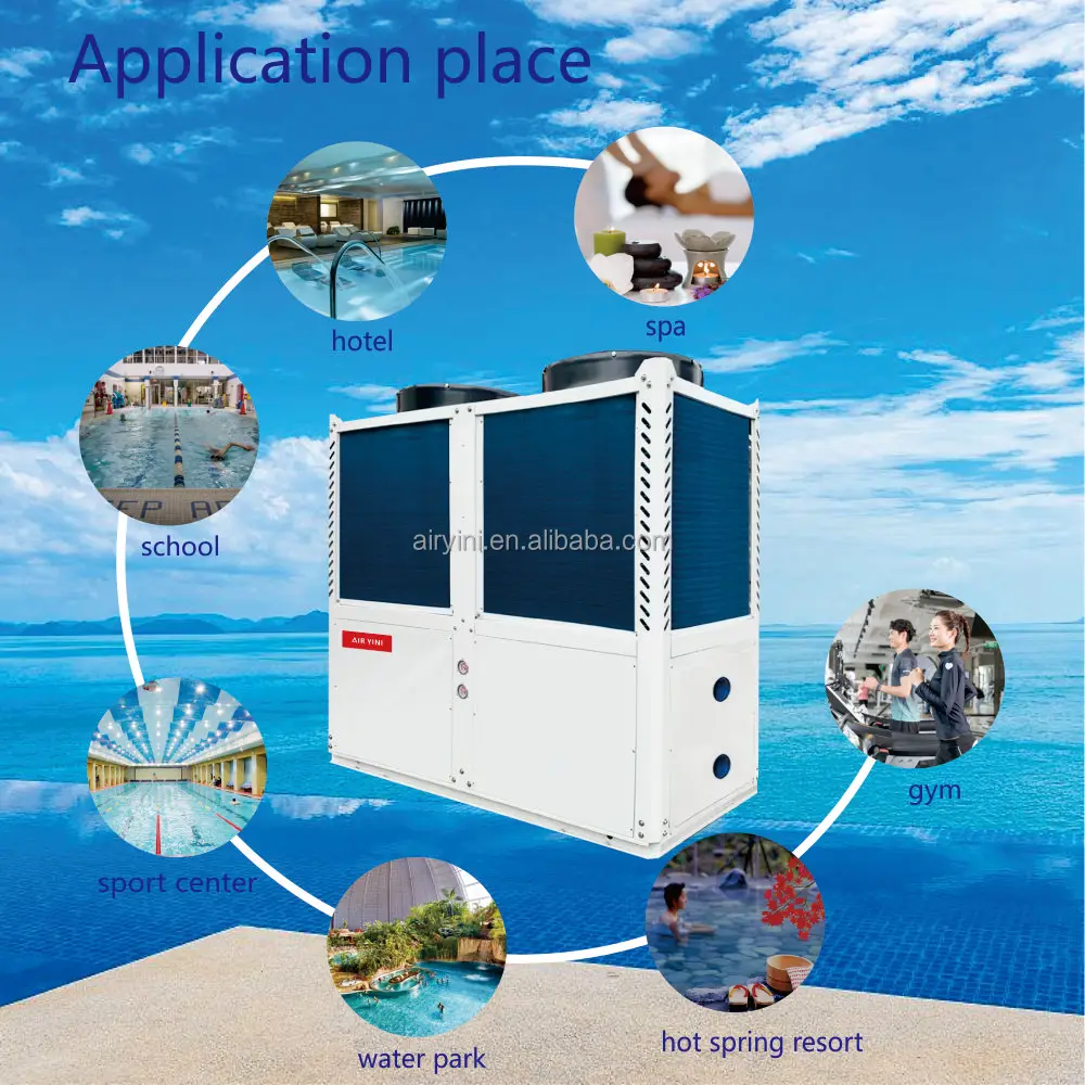 Commercial Large Air Source HeatPump High Temperature Heat Pump Hotel Pool Heating Machine PLC Water Heater for Swimming Pool