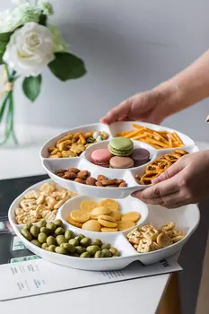 チップ＆ディップサービングセット 磁器製仕切り付きサービング