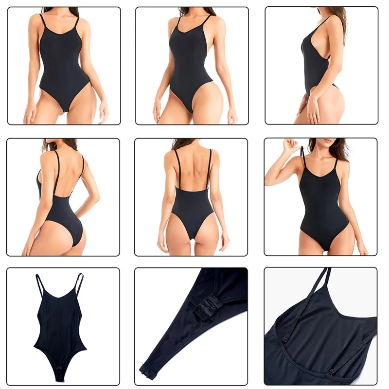 Hot Sale Full Body Women Plus Size Seamless Tummy Control Shaper Shoulder Strap Waist Trainer Backless Thong Bodysuit Shapewear factory