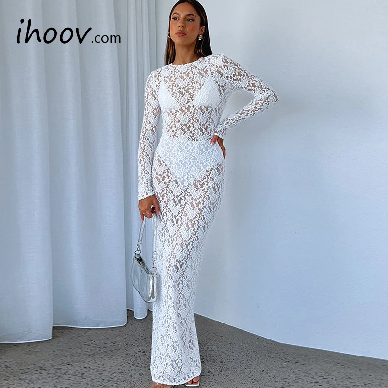 IHOOV Summer White Skirt Lace Maxi dress long Sleeve column Dress| Alibaba.com IHOOV Summer White Skirt Lace Maxi dress long Sleeve column Dress| Alibaba.com