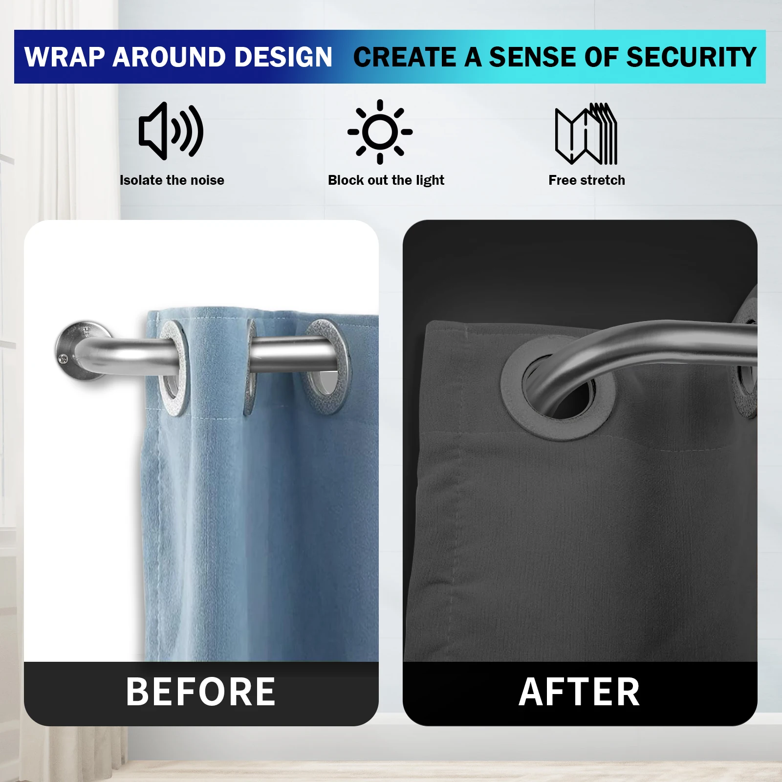 Customizable Steel Curtain Rod with Easy-to-Install Curved Pipe for Window Use in Rooms and Bathrooms