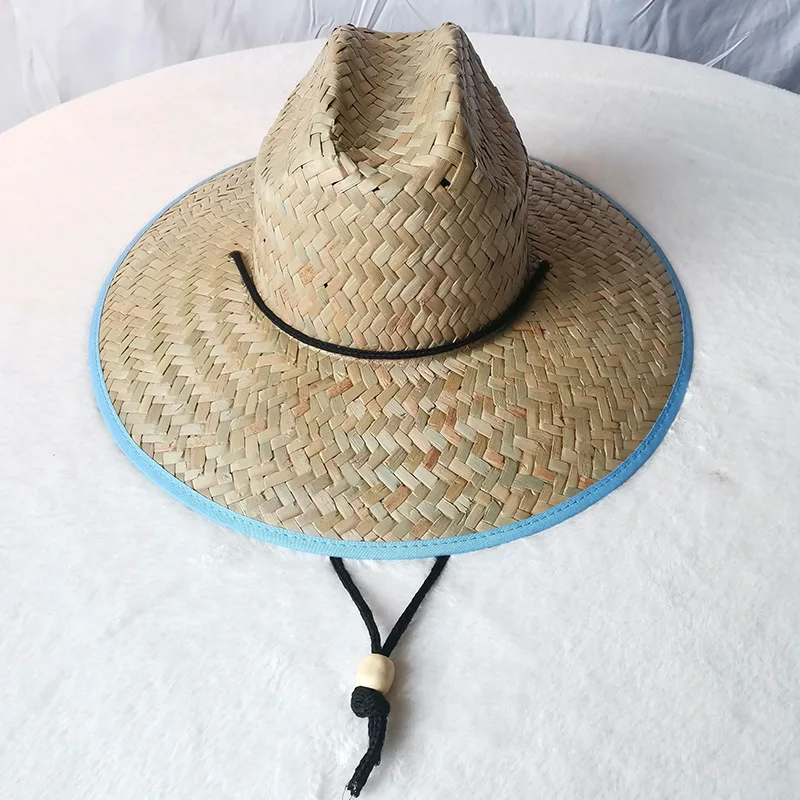 Summer Sun Cap Soft Breathable Straw Hat Custom Printed Lifeguard Straw