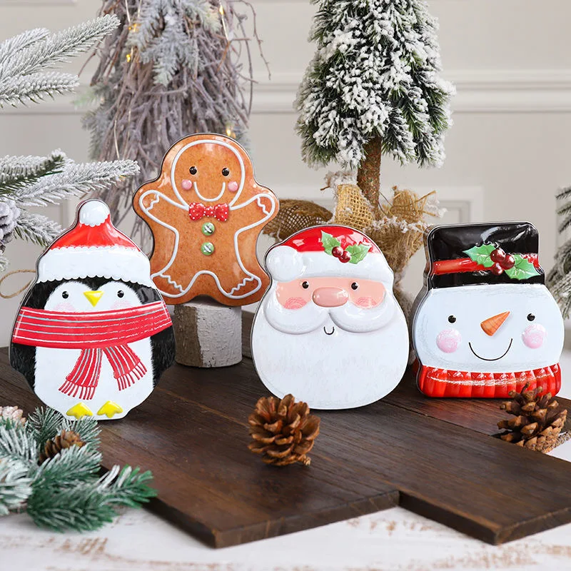 Wholesale special-shaped Christmas gift cookie candies tin box | Decorative Christmas ornament cake tin can set