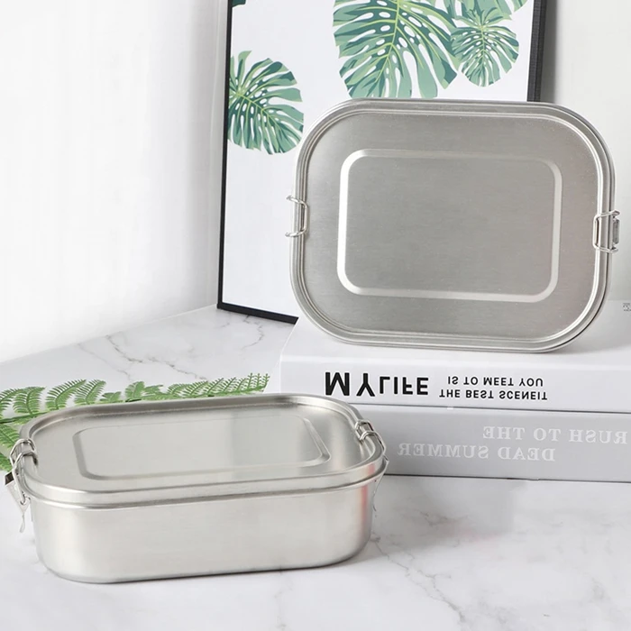 LeakProof Food Container Bento Removable Silicone Seal and Lock Clips  800ml 1200ml 1400ml Stainless Steel Lunch Box