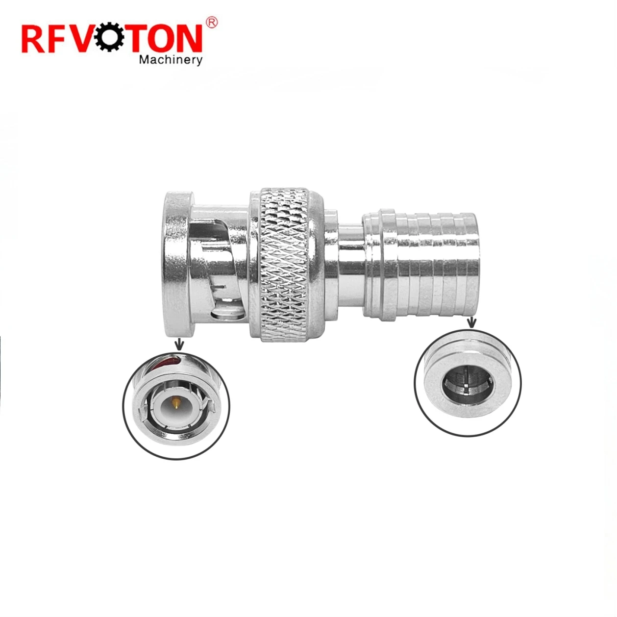 Factory Supply Adaptor QMA Male Plug Macho to Bnc Male Straight Brass Copper Rf Coaxial Adapter Connector Rohs in Stock